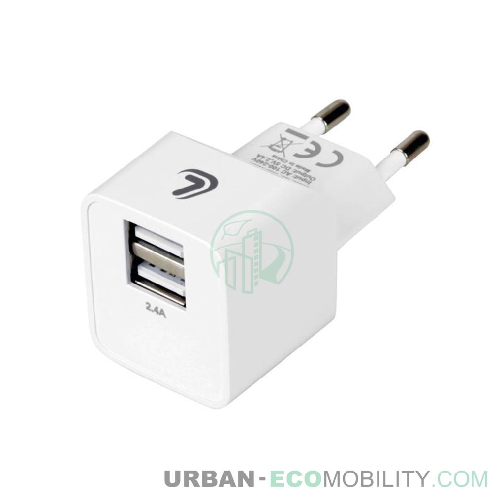 Linea Essentials, chargeur secteur avec 2 ports USB (A+A) - 2400 mA - 12W - 220/240 VAC - LAMPA