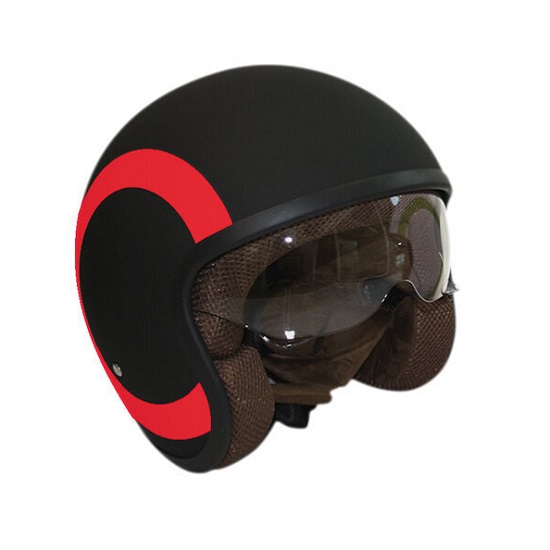Black jet helmet with red circle - SILENCE