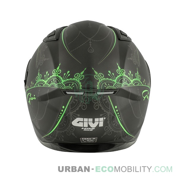 Casque 50.6 Stoccarda Mendhi Lady, Noir mat / Vert - GIVI