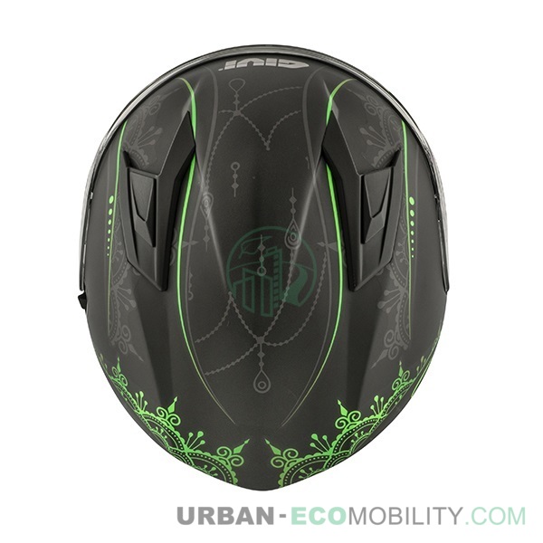 Casque 50.6 Stoccarda Mendhi Lady, Noir mat / Vert - GIVI