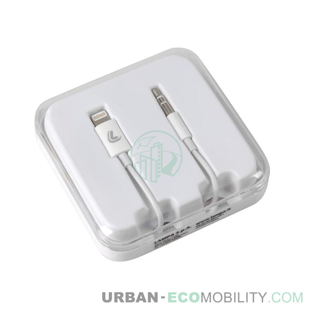 Ligne Essentials, cable Apple 8 Pin &gt; Aux - 100 cm - Blanc