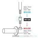 Adaptateur pour rétroviseurs moto - Filetage ø 10 mm droite > ø 10 mm droite
