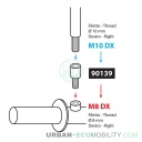 Adaptateur pour rétroviseurs moto - Filetage ø 10 mm droite > ø 8 mm droite