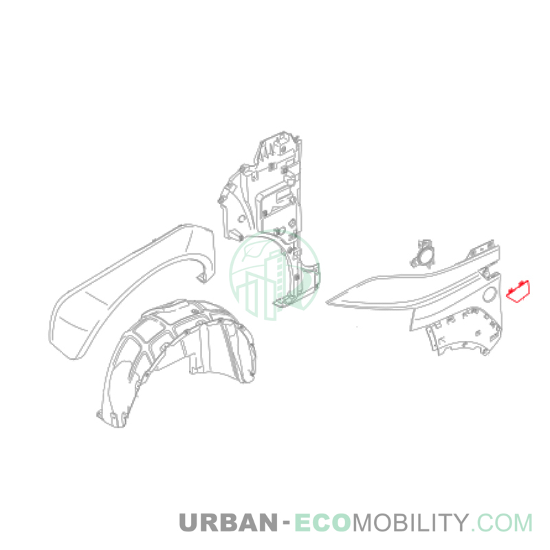 Petit cache extérieur gauche, plastique brut - SILENCE