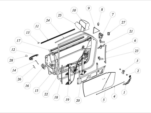 [TAZ ZZ2603084PL00] Triangle externe portière gauche - TAZZARI
