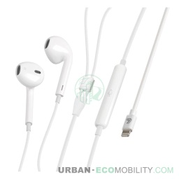 [LAM 8000692386873] Ligne Essentials, écouteurs avec microphone et cable Apple 8 Pin - 120 cm - Blanc - LAMPA